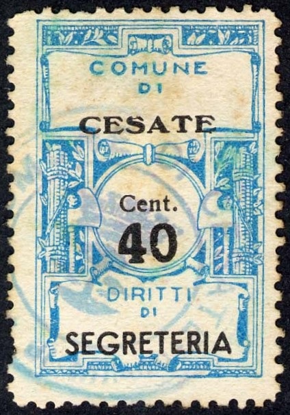 Marca da Bollo del Comune di CESATE su Carta Bianca di dimensioni 22 x 35 mm