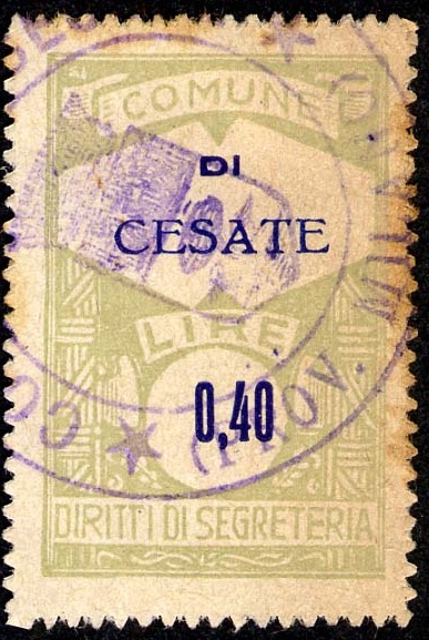 Marca da Bollo del Comune di CESATE su Carta Bianca di dimensioni 22 x 31 mm