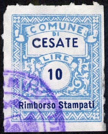 Marca da Bollo del Comune di CESATE su Carta Bianca Sottile di dimensioni 21 x 25 mm
