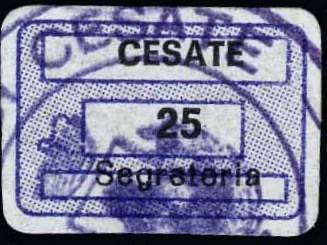 Marca da Bollo del Comune di CESATE su Carta Bianca di dimensioni 18,5 x 12,5 mm