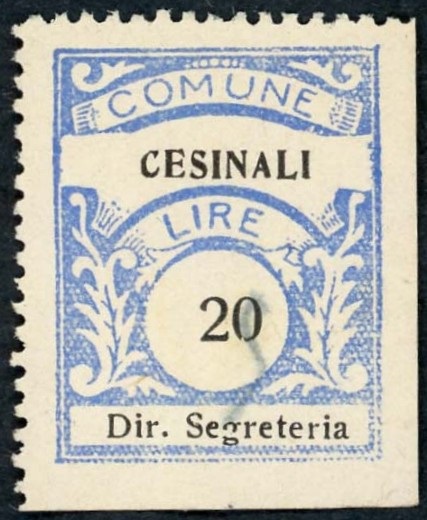 Marca da Bollo del Comune di CESINALI su Carta Bianca Sottile di dimensioni 22 x 29 mm