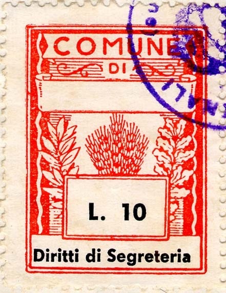 Marca da Bollo del Comune di CESINALI su Carta Bianca di dimensioni 25 x 33,5 mm