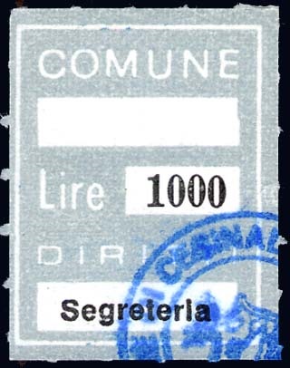 Marca da Bollo del Comune di CESINALI su Carta Bianca di dimensioni 21 x 26 mm