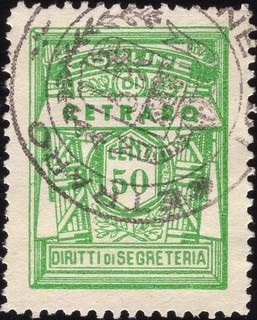 Marca da Bollo del Comune di CETRARO su Carta Bianca di dimensioni 22 X 29 mm