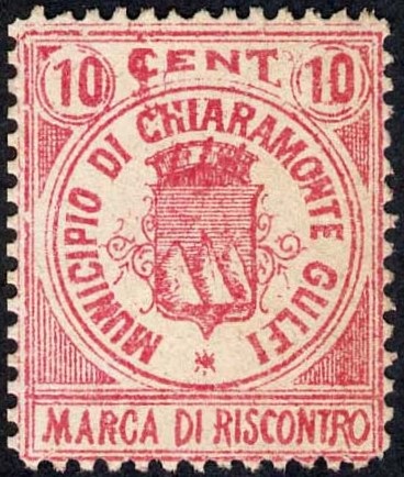 Marca da Bollo del Comune di CHIARAMONTE GUFI su Carta Bianca di dimensioni 23,5 x 28 mm