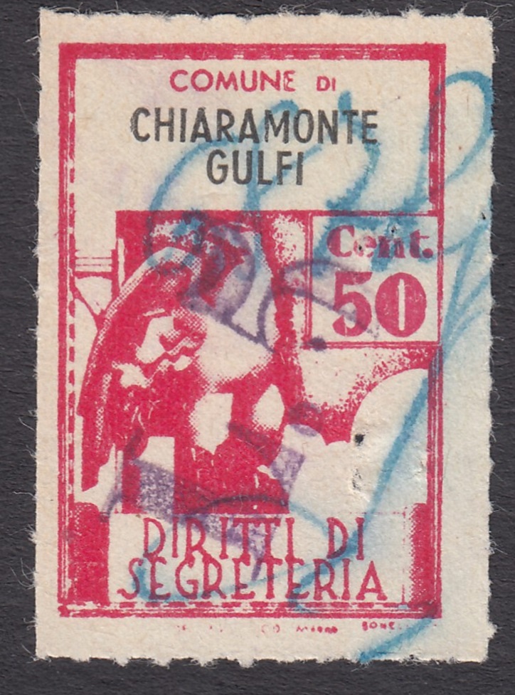 Marca da Bollo del Comune di CHIARAMONTE GUFI su Carta Bianca Sottile di dimensioni 21 X 32 mm