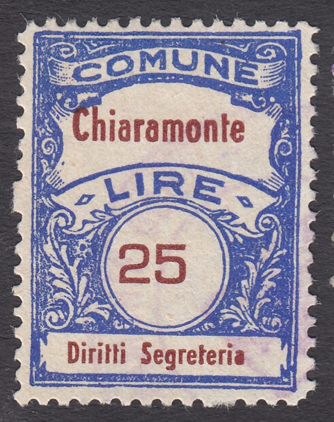 Marca da Bollo del Comune di CHIARAMONTE GUFI su Carta Bianca di dimensioni 22 x 29,5 mm