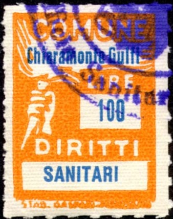 Marca da Bollo del Comune di CHIARAMONTE GUFI su Carta Bianca di dimensioni 18 x 25 mm