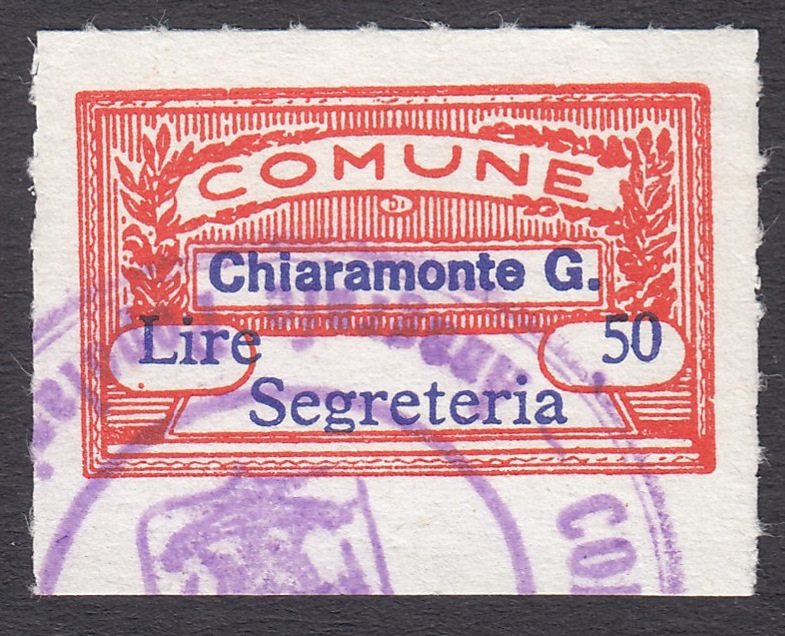 Marca da Bollo del Comune di CHIARAMONTE GUFI su Carta Bianca di dimensioni 27 x 16,5 mm