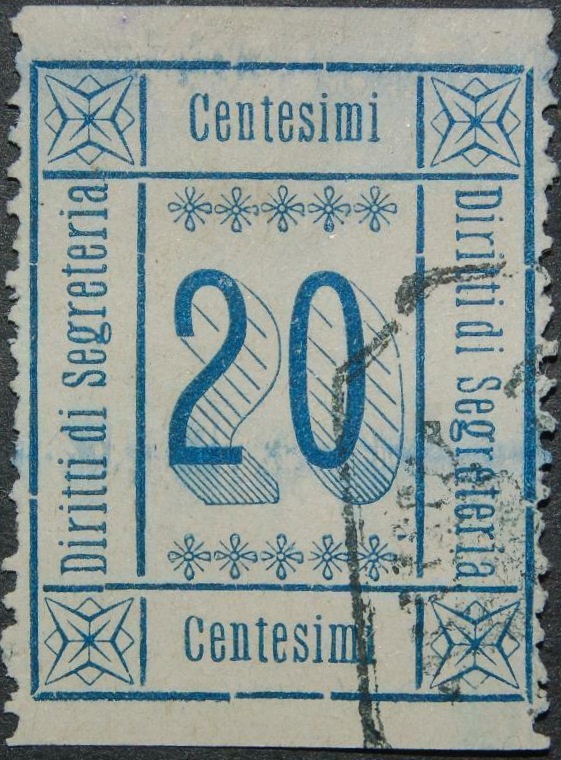 Marca da Bollo del Comune di CHIAVARI su Carta Bianca Sottile di dimensioni 25 x 31 mm