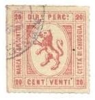 Marca da Bollo del Comune di CHIOGGIA su Carta Bianca di dimensioni 26,5 x 28 mm