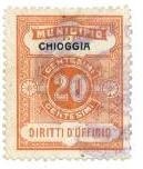 Marca da Bollo del Comune di CHIOGGIA su Carta Bianca di dimensioni 23,5 x 30 mm