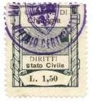 Marca da Bollo del Comune di CHIOGGIA su Carta Bianca Sottile di dimensioni 24,5 x 29 mm
