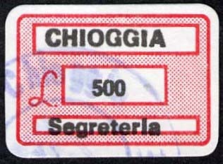 Marca da Bollo del Comune di CHIOGGIA su Carta Bianca di dimensioni 19 x 13 mm