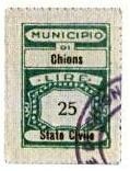 Marca da Bollo del Comune di CHIONS su Carta Bianca di dimensioni 20 x 28,5 mm