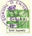 Marca da Bollo del Comune di CHIURO su Carta Bianca di dimensioni 20 x 20 mm