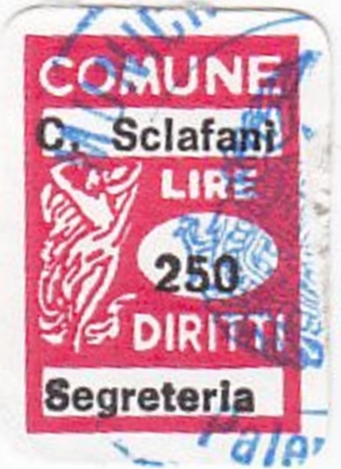 Marca da Bollo del Comune di CHIUSA SCLAFANI su Carta Bianca di dimensioni 16 x 21 mm