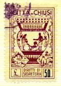 Marca da Bollo del Comune di CHIUSI su Carta Bianca Sottile di dimensioni 22 x 34,5 mm