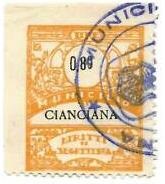 Marca da Bollo del Comune di CIANCIANA su Carta Bianca di dimensioni mm