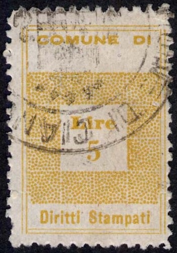 Marca da Bollo del Comune di CIANCIANA su Carta Bianca di dimensioni 19,5x 30 mm