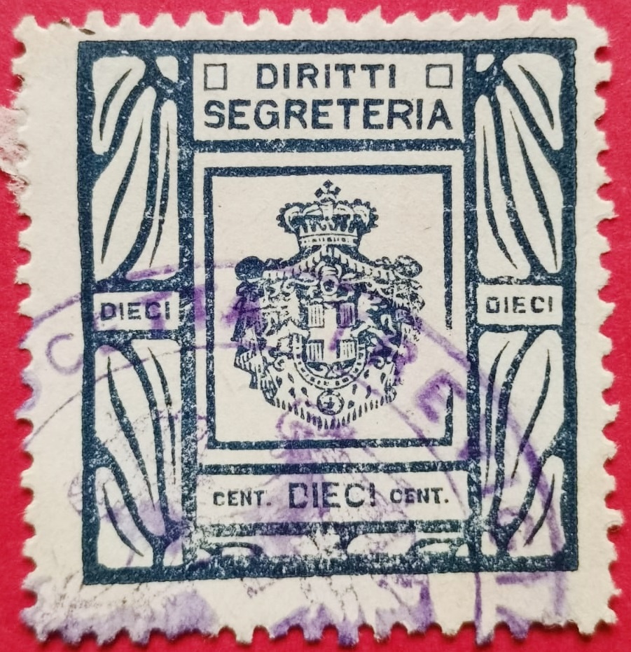 Marca da Bollo del Comune di CROCETTA DEL MONTELLO su Carta Bianca di dimensioni 22 x 28 mm