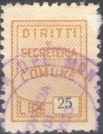 Marca da Bollo del Comune di CROCETTA DEL MONTELLO su Carta Bianca di dimensioni 19 x 27 mm