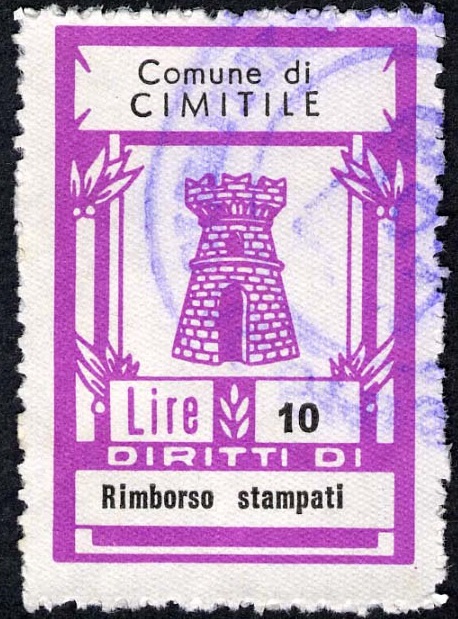 Marca da Bollo del Comune di CIMITILE su Carta Bianca di dimensioni mm