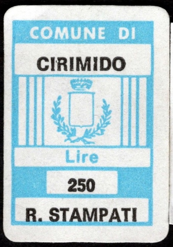 Marca da Bollo del Comune di CIRIMIDO su Carta Bianca di dimensioni 14 x 23 mm
