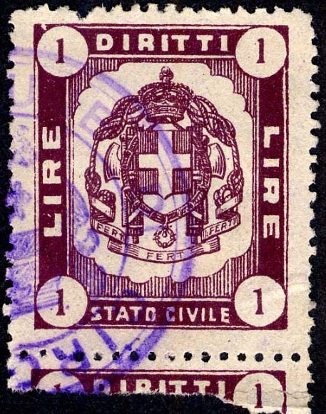 Marca da Bollo del Comune di CIRO´ su Carta Bianca Sottile di dimensioni 25 x 30 mm