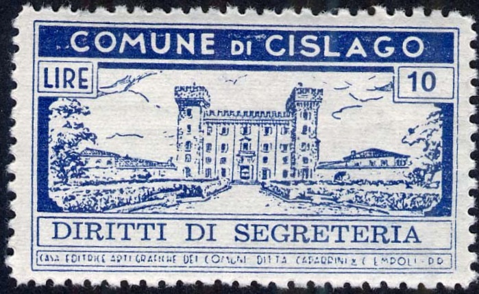 Marca da Bollo del Comune di CISLAGO su Carta Bianca di dimensioni 41 x 24 mm
