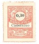 Marca da Bollo del Comune di CISTERNINO su Carta Bianca Sottile di dimensioni 21,5 x 28 mm