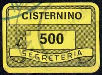 Marca da Bollo del Comune di CISTERNINO su Carta Colorata di dimensioni 20 x 14 mm