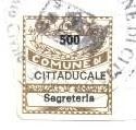 Marca da Bollo del Comune di CITTADUCALE su Carta Bianca di dimensioni 19,5 x 21 mm