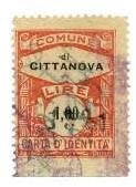 Marca da Bollo del Comune di CITTANOVA su Carta Bianca Sottile di dimensioni 21,5 x 29,5 mm
