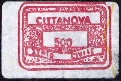 Marca da Bollo del Comune di CITTANOVA su Carta Bianca di dimensioni 19 x 13 mm
