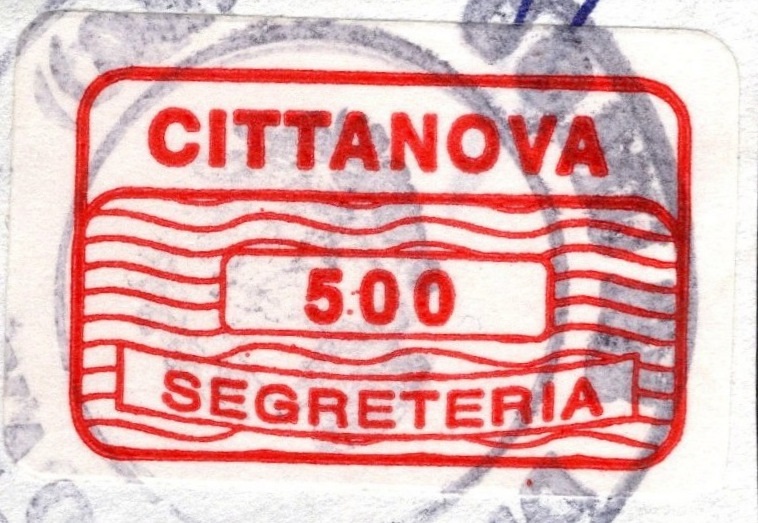 Marca da Bollo del Comune di CITTANOVA su Carta Bianca di dimensioni 19 x 13 mm