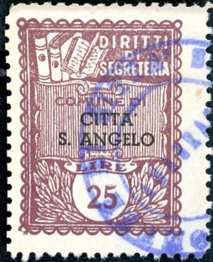 Marca da Bollo del Comune di CITTA´ SANT´ANGELO su Carta Bianca Sottile di dimensioni 22 x 28,5 mm