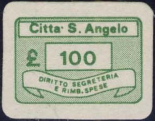 Marca da Bollo del Comune di CITTA´ SANT´ANGELO su Carta Bianca di dimensioni 17,5 x 12 mm