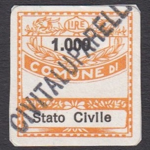 Marca da Bollo del Comune di CIVITALUPARELLA su Carta Bianca di dimensioni 19,5 x 21 mm