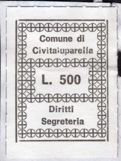 Marca da Bollo del Comune di CIVITALUPARELLA su Carta Bianca di dimensioni 24 x 31 mm