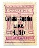 Marca da Bollo del Comune di CIVITELLA PAGANICO su Carta Bianca Sottile di dimensioni 25,5 x 32,5 mm