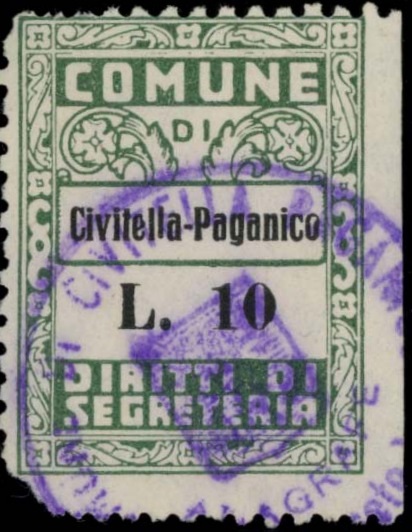 Marca da Bollo del Comune di CIVITELLA PAGANICO su Carta Bianca di dimensioni mm