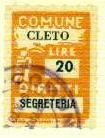 Marca da Bollo del Comune di CLETO su Carta Bianca Sottile di dimensioni 18,5 x 26,5 mm