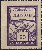 Marca da Bollo del Comune di CLUSONE su Carta Bianca Sottile di dimensioni 22 x 29 mm