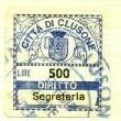 Marca da Bollo del Comune di CLUSONE su Carta Bianca di dimensioni 18,5 x 20 mm