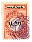 Marca da Bollo del Comune di COGGIOLA su Carta Bianca Sottile di dimensioni 20 x 30,5 mm