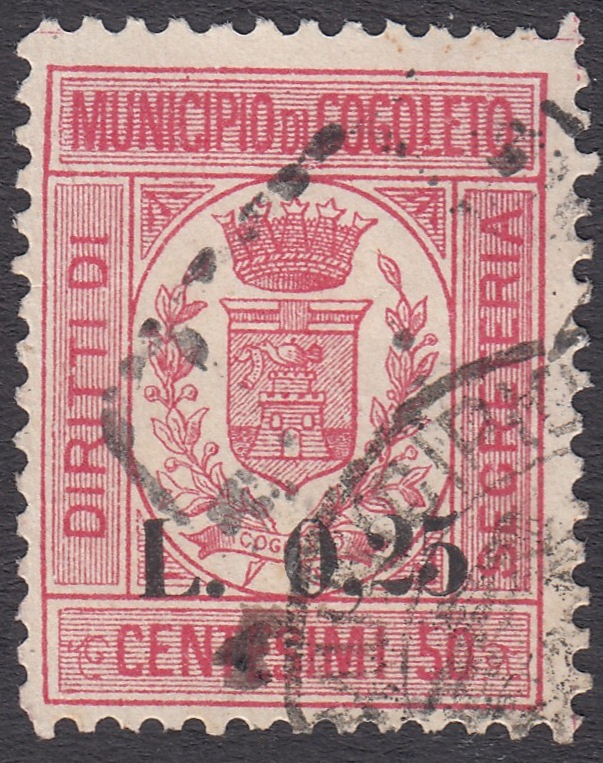 Marca da Bollo del Comune di COGOLETO su Carta Bianca di dimensioni 20 x 25,5 mm