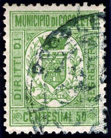 Marca da Bollo del Comune di COGOLETO su Carta Bianca di dimensioni 20 x 25,5 mm