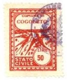 Marca da Bollo del Comune di COGOLETO su Carta Bianca Sottile di dimensioni 22,5 x 29 mm