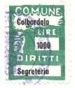 Marca da Bollo del Comune di COLBORDOLO su Carta Bianca Sottile di dimensioni 19 x 26 mm